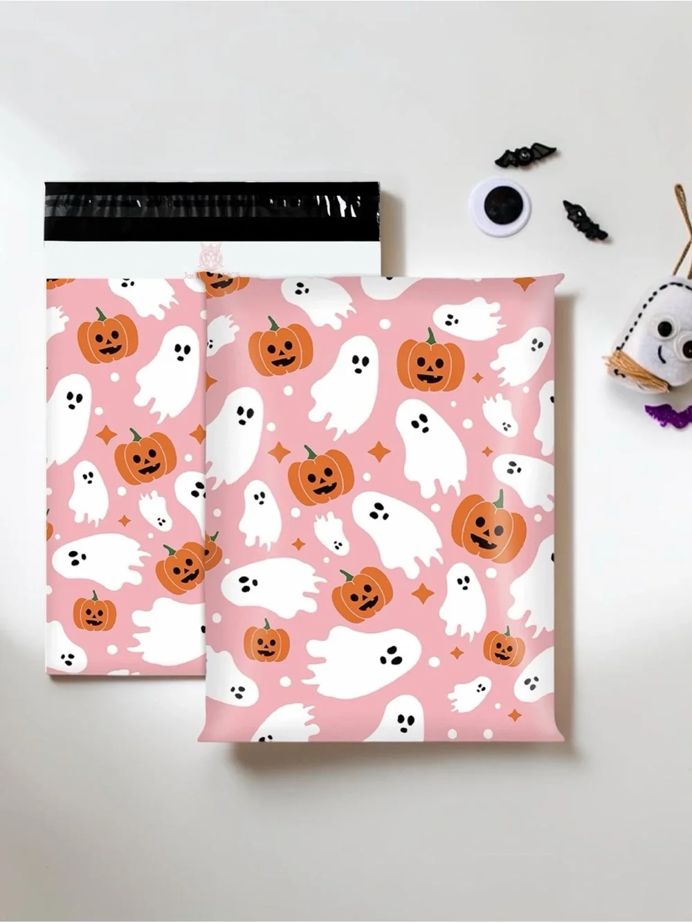 Halloween Ghost & Pumpkin Pink Mailer Bag – Festive Shipping Envelope